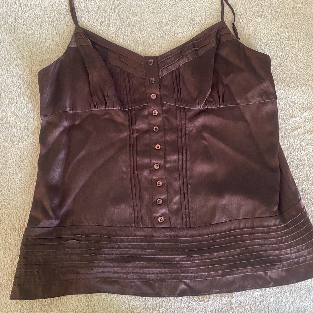 Brown satin tank top
